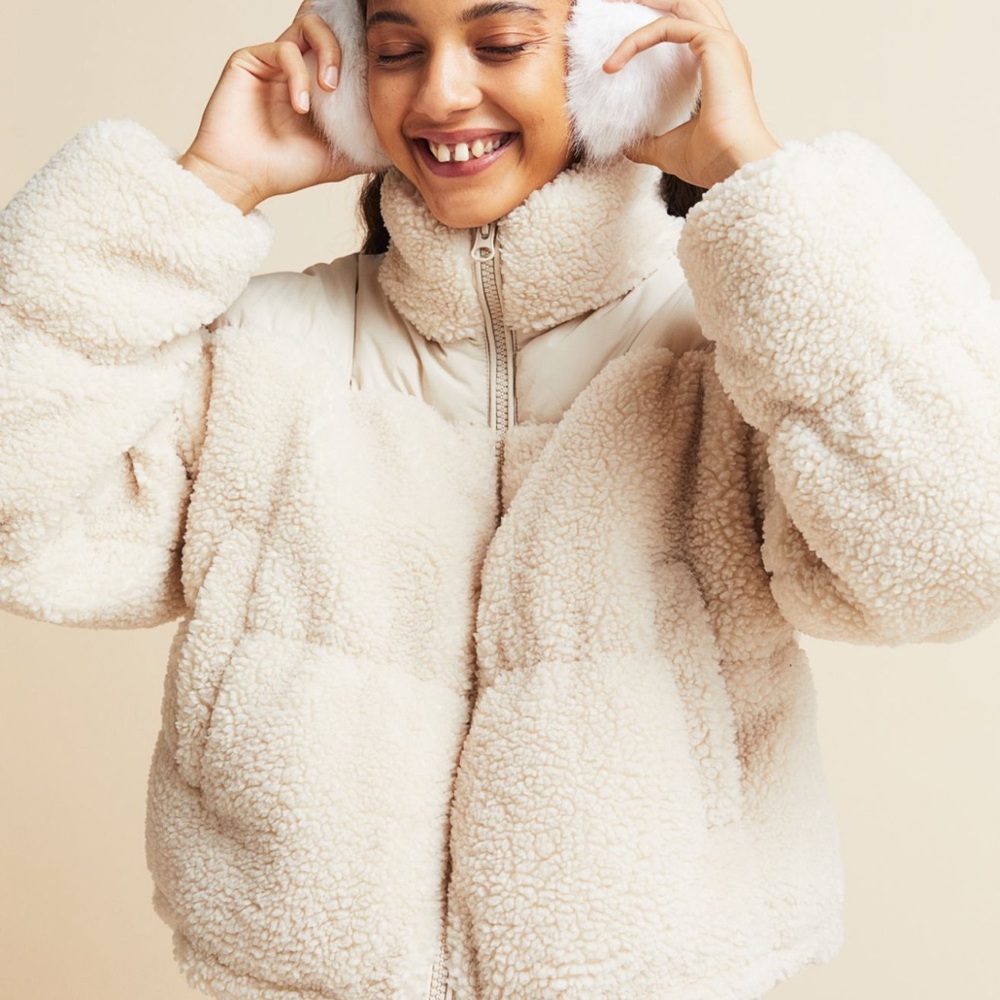 h&m puffer teddy jacket